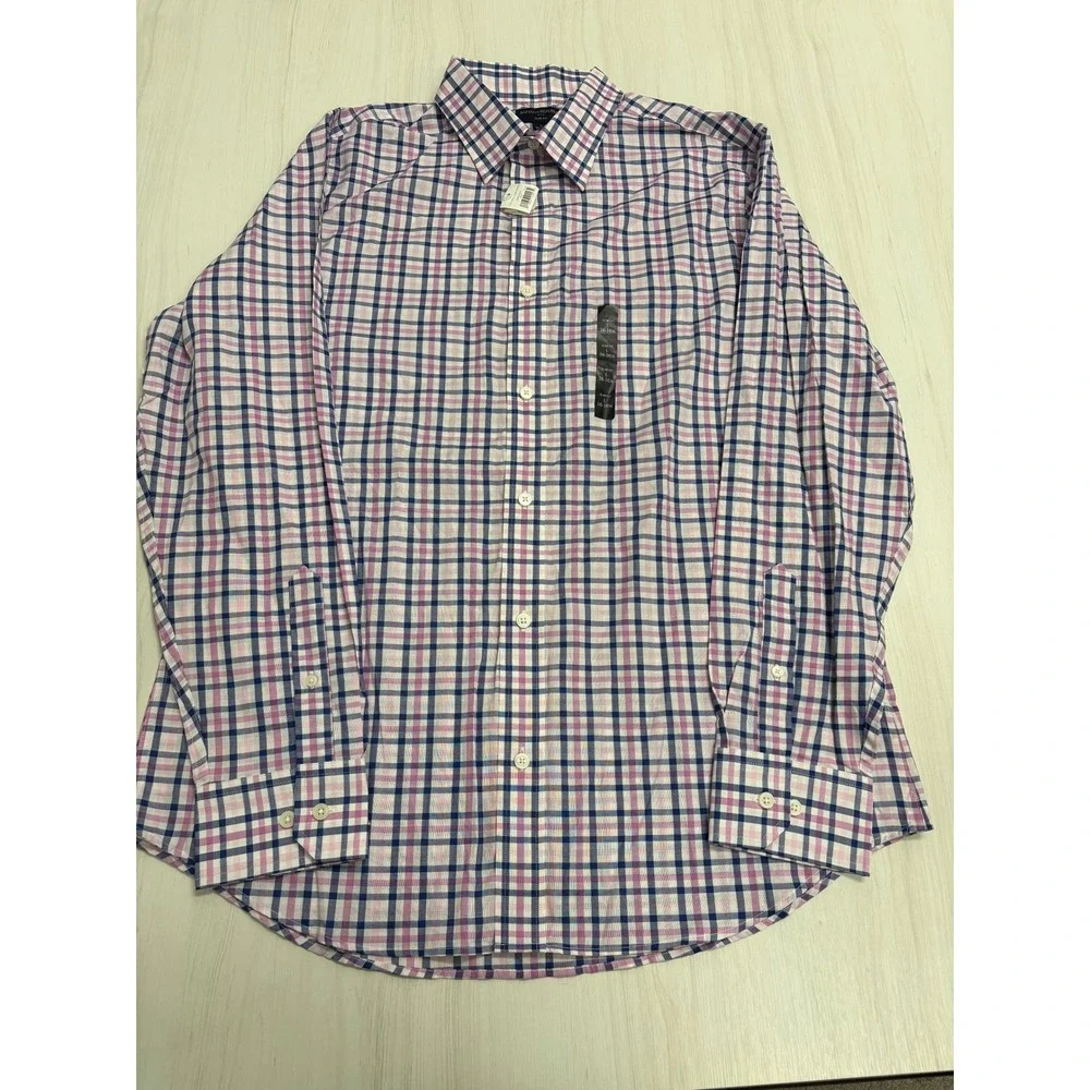 Brand New Banana Republic Men's Large Large Slim Fit Plaid Long Sleeve Shirt